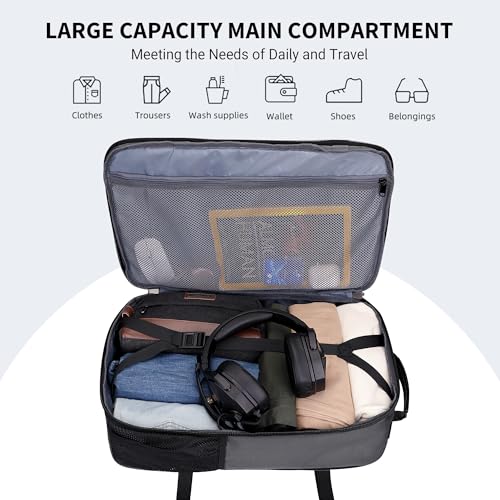 WITZMAN Travel Backpack for Men 45L Convertible Bag Fits 17" Laptop | Large Nylon Carry on Luggage Bag, 3 in 1 Laptop Backpack Airline Approved, For Weekend Getaway, Overnight Trip, B688 Grey - color: Silvery Grey