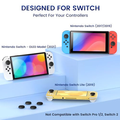 10PCS Joystick Cap Replacement for Nintendo Switch OLED/Lite, Soft Silicone Thumb Grip Covers with Anti-Slip Texture for Joy-Con Analog Sticks, Controller Repair Accessories
