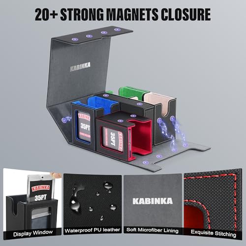 Kabinka Card Deck Box for MTG Commander, Holds 400+ Double-Sleeved Cards, 5 IN 1 Detachable Card Case with Dice Tray, Fits Magic/TCG Cards, 4 Magnetic Card Holders & Dividers (Colorful) - color: A3-Colorful