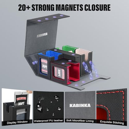 Kabinka Card Deck Box for MTG Commander, Holds 400+ Double-Sleeved Cards, 5 IN 1 Detachable Card Case with Dice Tray, Fits Magic/TCG Cards, 4 Magnetic Card Holders & Dividers (Colorful) - color: A3-Colorful