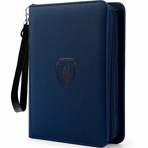 Fabmaker Premium 4 Pocket Zip Card Binder, Trading Card Binder for 320 Cards, Portable PU Card Collection Binder, Collector Card Album Folder for Game & Sports Cards, Navy Blue - color: Navy Blue, size: 4 Pocket - 10.2" x 7.5"