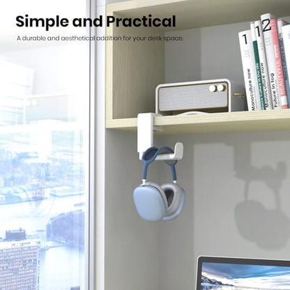 360 Degree Rotating Headphone Stand Under Desk Hanger Clamp Mount Universal Headset Holder Hook (Black) - color: Black