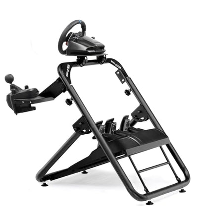 GTPLAYER Sim Racing Steering Wheel Stand for Logitech G920 G923 G29 G25 G27 T300RS/T300GT/ T500RS/TGT/TS with Shifter Mount Folding Stand Tilt-Adjustable Wheel Pedals NOT Included-Deep Black