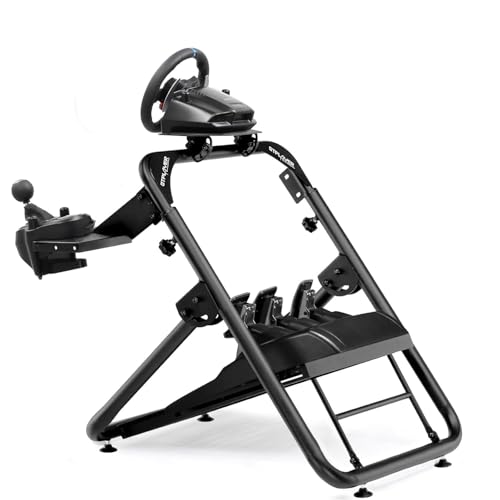 GTPLAYER Sim Racing Steering Wheel Stand for Logitech G920 G923 G29 G25 G27 T300RS/T300GT/ T500RS/TGT/TS with Shifter Mount Folding Stand Tilt-Adjustable Wheel Pedals NOT Included-Deep Black