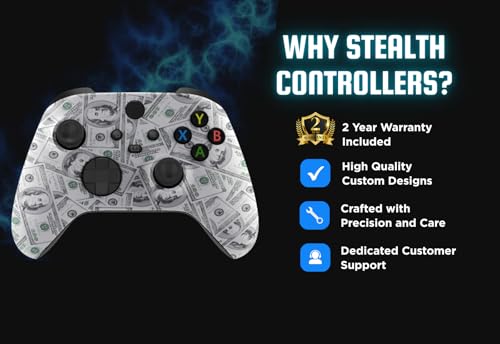 Stealth Controllers Wireless Controller for Xbox Series S, Xbox Series X, Xbox One - Soft Touch Feel - Custom Series S/X Controller ($100 Money) - color: $100 Money