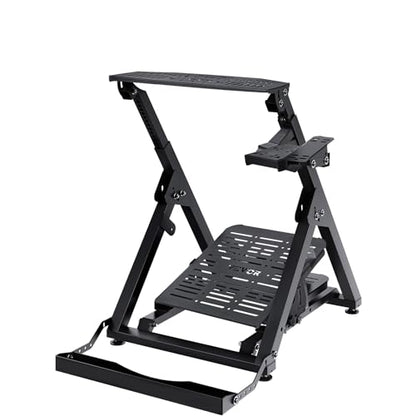 VEVOR Foldable Racing Steering Wheel Stand, Height Adjustable Universal Base Compatible with Logitech & Thrustmaster Racing Wheel and Pedal, Movable Wheels Heavy-duty Frame Standard GT/Formula Seating - size: Square pipe