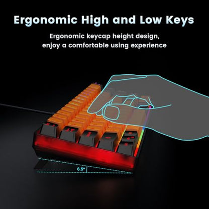 GEODMAER 65% Gaming Keyboard, LED Backlit Mini Wired Keyboard, Ultra-Compact Anti-Ghosting No-Conflict 68 Keys Membrane Gaming Wired Keyboard for PC Laptop Windows Gamer(Orange-Black) - color: Orange-Black