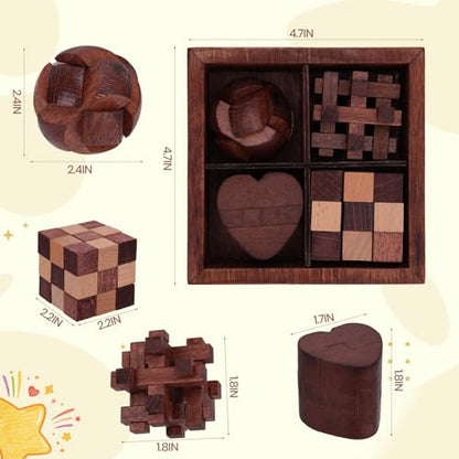 Wooden Brain Teaser Puzzles for Adults Teens - Brain Teaser Puzzles with Wooden Box 3D Puzzle Game Toys for Adults Teens - Unlock Interlocking Wooden Puzzle Adults Teens IQ Education Smart Toys - color: Style B