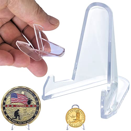 LRANFOW Coin Stand 50 PCS 1.4" Acrylic Stands for Display Coins Challenge Medals Casino Chips - size: 50 PCS / 1.4"