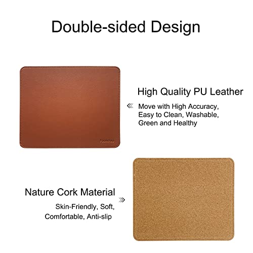 Leather Mouse Pad - Wooden Double-Sided Mouse Pad with Stitched Edge, Waterproof Ultra-Thin, 10.2 x 8.3 Inch, Brown - color: Brown