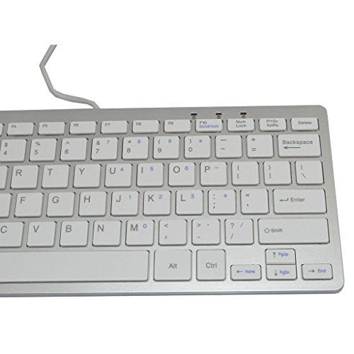 iKKEGOL USB Slim Mini Wired 78 Key Small Super Thin Compact Keyboard for Desktop Laptop PC Win 7 Mac (White) - color: Silver + White