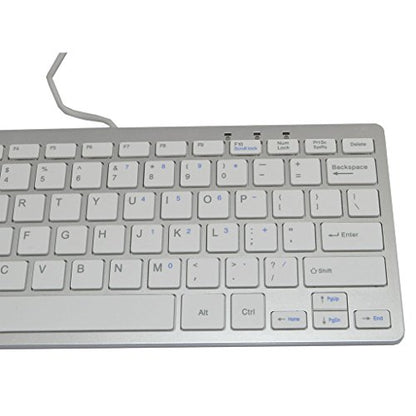iKKEGOL USB Slim Mini Wired 78 Key Small Super Thin Compact Keyboard for Desktop Laptop PC Win 7 Mac (White) - color: Silver + White
