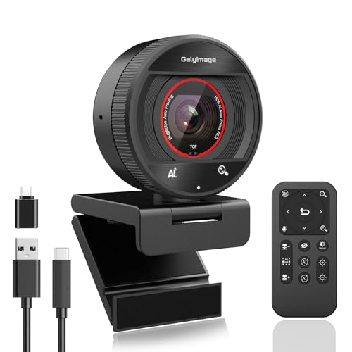 2K AI Webcam USB 3.0 with HDR 8X Digital Zoom & Microphone for PC | with Remote Control Plug and Play, Compatible with Zoom, Teams, Skype, Facetime, Meetings for Laptop Desktop Mac