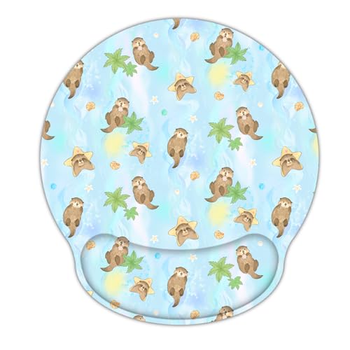 Laptop Computer Gaming Mouse Pad with Wrist Rest Support,Ergonomic Memory Foam Mouse Mat,Non-Slip Rubber Base Office Work Desk Pad,Comfortable & Pain Relief (Cute Otter) - color: Cute Otter