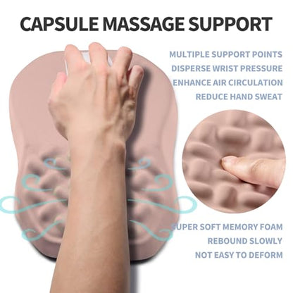 Ergonomic Raised Mouse Pad Wrist Support with Bilateral Slope Memory Foam Mousepad for Wrist Rest and Carpal Tunnel Pain Relief 11.8x7.9〃 Apricot Pink - color: Apricot Pink