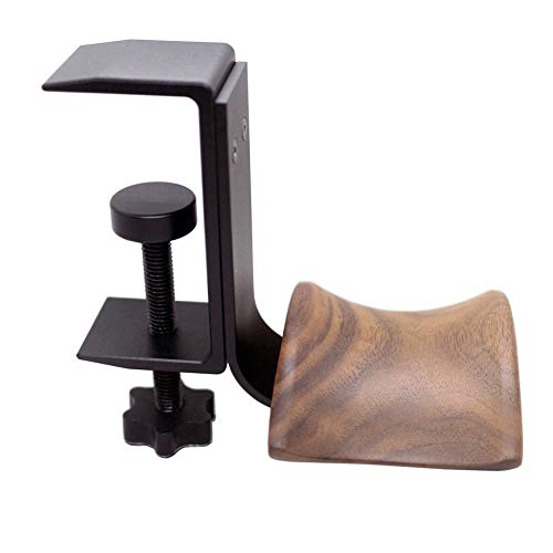 YANGMEI Walnut Wood Clamp Type Headphone Holder Stand Hanger Bracket Headphone Headset Hanger Holder Clamp Rack Hook Under Desk Table Headphone Hanger Holder for Audio,Studio & Gaming Headphones - color: Walnut wood+Black