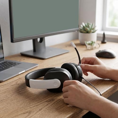 EBTOOLS Gaming Headset with Noise Canceling Microphone, 3.5mm Over Ear Headphones with Deep Bass, Adjustable Soft Padded Headband for Gaming