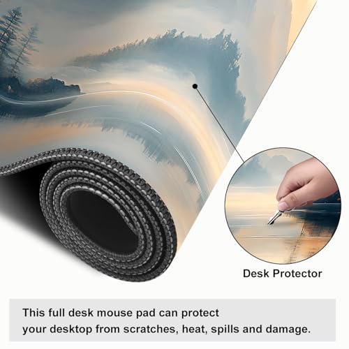 Mouse Pad, Large Anti-Slip with Stitched Edges Desk Mat Desktop Laptop Computer Desk Keyboard Mat,Table Protector Blotter Mat (Mountain, 35.4" x 15.7") - color: Mountain, size: 35.4" x 15.7"