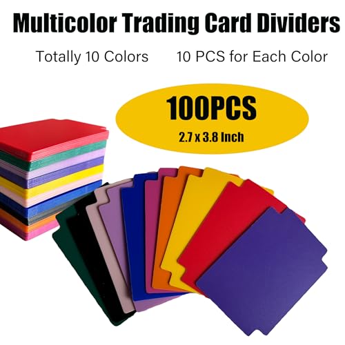 100PCS Trading Card Dividers, 2.7 x 3.8 Inches, 10 Colors, Premium Plastic Card Separator for Sports Game