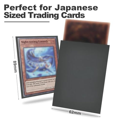 200 Pack Card Sleeve Compatible with Yu-gi-oh Card Sleeve Japanese 62x89mm | Grey Small Card Sleeves Photocard Sleeves, Back Textured Perfect Shuffling, Protect Your Japanese Sized Never Tear - color: Dark Grey