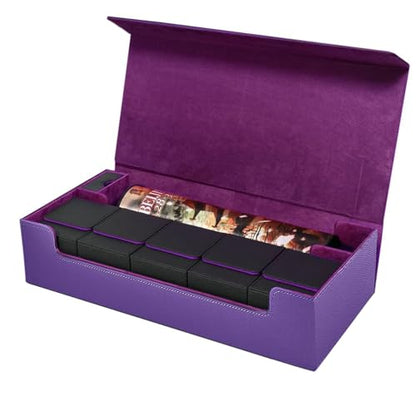 Premium Trading Card Storage Case TCG Deck Box Holds 800+ Sleeved Cards for MTG, YuGiOh, Uno, Sport with Strong Magnet Closure (Purple) - color: A-Purple - 800 Cards