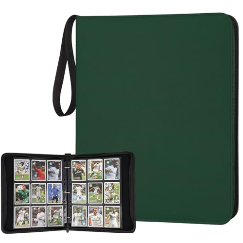 Trading Card Binder, Card Collection Binder Album Folder with 720 Side Loading Pockets, 9 Pocket Trading Card Album Folder for TGC,MTG, Baseball Cards, Yugioh - color: A-green