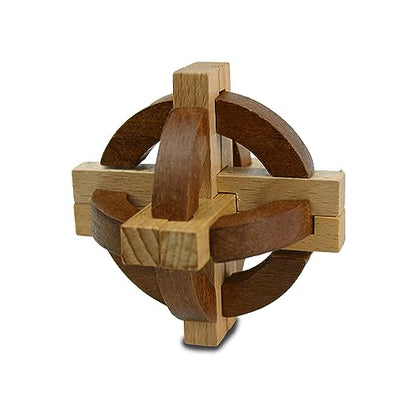 Project Genius Compass and Star Combo, True Genius - Disentanglement Puzzles, Brain teasers, Adult Puzzle, Wooden (TG018)