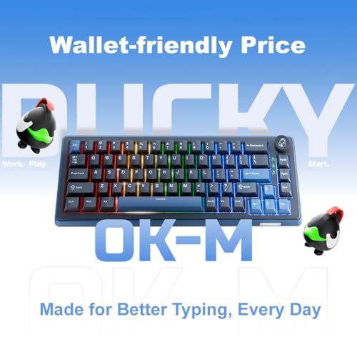 Ducky OK-M - 65% Wireless Mechanical Gaming Keyboard : Gasket-Mount Design, Hot-Swappable Switches, Five-Layer Acoustic Dampening, RGB, USB-C, 2.4Ghz, Bluetooth, Baby Switch - size: OK-M-65, style: KTT Baby Switch