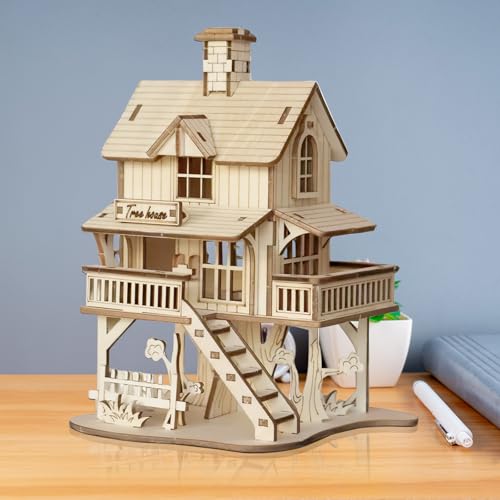 3D Wooden Puzzle for Adults, Creative Treehouse Design Model Kit | Creative Assembly Model Building Kits to Build for Adults, DIY Assembly Puzzle for Christmas,Teens Men 14+, STEM Project - style: Treehouse