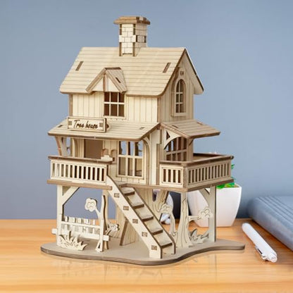 3D Wooden Puzzle for Adults, Creative Treehouse Design Model Kit | Creative Assembly Model Building Kits to Build for Adults, DIY Assembly Puzzle for Christmas,Teens Men 14+, STEM Project - style: Treehouse