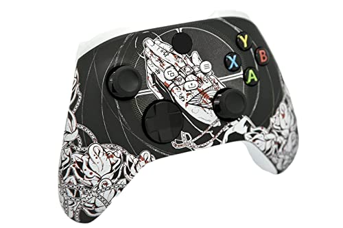 Hand Airbrushed Fade Custom Controller Compatible with Xbox Series X/S & Xbox One (Series X/S Bloody Forgiveness/White) - color: Series X/S Bloody Forgiveness/White