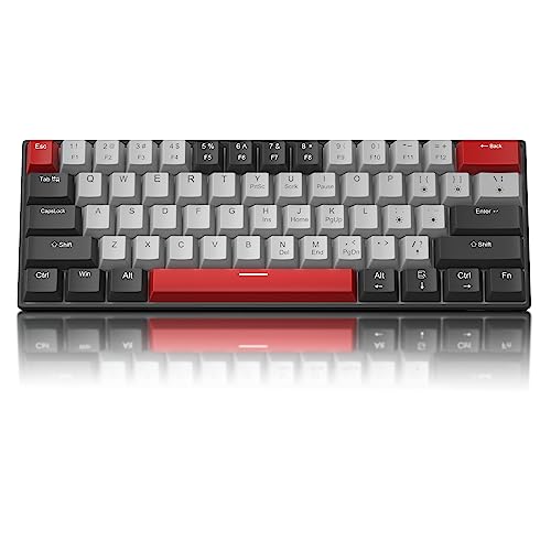Camiysn 60% Mechanical Gaming Keyboard,Mixed Color Keycaps Gaming Keyboard with Clicky Blue Switches, Detachable Type-C Cable Mini Keyboard with Blue LED Light for/PC/Laptop - size: black grey(blue switch)