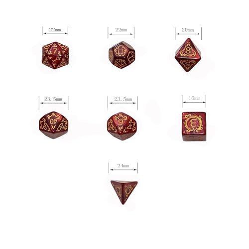 SmartDealsPro Retro Polyhedral Dice Sets with Pouches for D&D DND RPG MTG Dungeon and Dragons Table Board Roll Playing Games D4 D6 D8 D10 D% D12 D20 - color: 5-color Retro Dragon Pattern