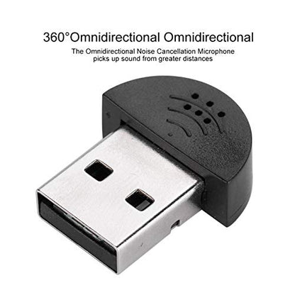 Mini Omnidirectional USB Computer Microphone,2 Meters Range,Plug and Play for Laptop PC, Podcasting, Gaming,Conference, Livestream, Desktop Mic(black)