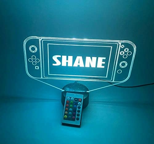 MIRROR MANIA Handheld Video Game Console Switch Night Light Up Lamp LED Personalized Engraved Controller Gaming Room Desk Table Lamp, It's Wow, 16 Color Changing Options with Remote, Gamer Gift