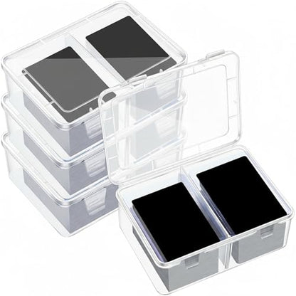 300 Card Storage Box Compatible with Mtg TCG Clear Plastic Trading Card Storage Box with Removable Divider Hard Trading Deck Case for Baseball Football Game Organizer Collector(4 Pcs)