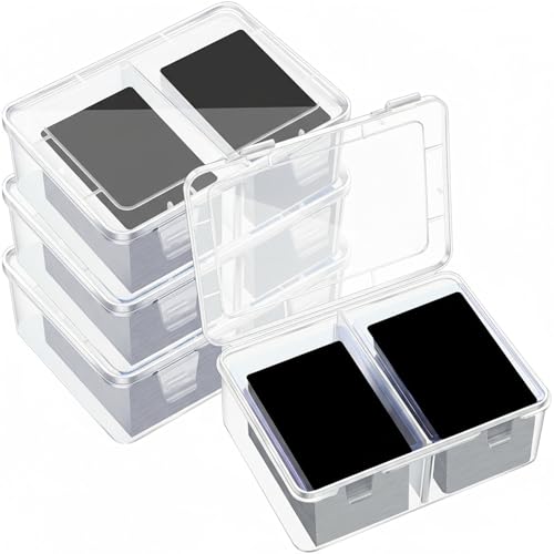 300 Card Storage Box Compatible with Mtg TCG Clear Plastic Trading Card Storage Box with Removable Divider Hard Trading Deck Case for Baseball Football Game Organizer Collector(4 Pcs)