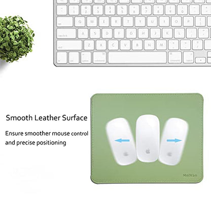 MelVan PU Leather Mouse Pad with Stitched Edge, Wood Mousepad, Waterproof Gaming Mouse Pad Mat for Computers, Laptop, Office & Home, 10.2" x 8.3", 1 Pack (Matcha Green) - color: Matcha Green
