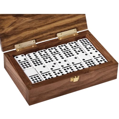 Alex Cramer The Nines Double 9 Domino Set. American-Made Solid Walnut Case Holds Our 55-Piece Set of Dominoes (Double Nine Domino Set for Adults) - style: Double-9 Domino Set