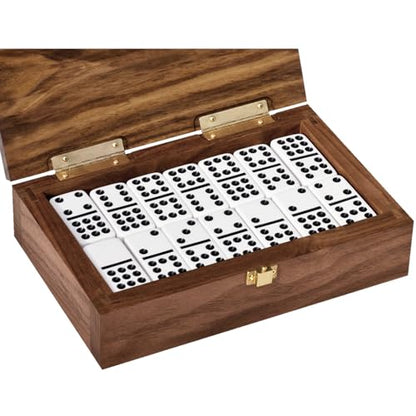 Alex Cramer The Nines Double 9 Domino Set. American-Made Solid Walnut Case Holds Our 55-Piece Set of Dominoes (Double Nine Domino Set for Adults) - style: Double-9 Domino Set