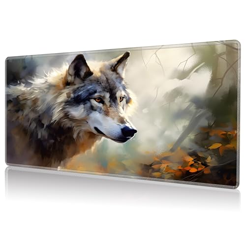 Playmat for MTG, Game Play Mat Card Game Playing 24 x 14 inches Tabletop Magic Play Mats Non-Slip Rubber Base and Stitched Mousepad Desk Mats Playmats for MTG TCG,Art Wolf - color: Art Wolf, size: NO Zones