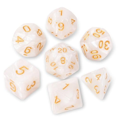 7Pcs Polyhedral DND Dice Set with Black Storage Bag (Pearl White Dice) | Classic dice set for RPG Polyhedral Dice for Dungeon and Dragons Playing Games 7-Die Set - color: Pearl White Dice
