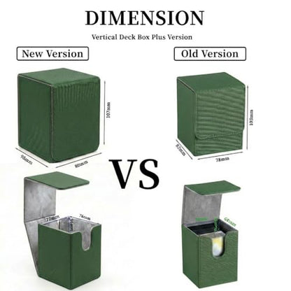 Dmoicols Vertical Deck Box Plus Version, Large Trading Card Case Fits 100+ Double Sleeved Cards, Premium Leather TCG Storage for MTG Commander, Pokémon, TCG, CCG, Magnetic Closure-Green - color: VP Green