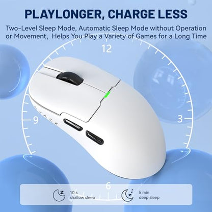 ATTACK SHARK x Ajazz AJ159 Gaming Mouse,2.4G Wireless Mouse,56g Ultralight,26K DPI PAW3395 Sensor,6 Programmable Buttons,Ergonomic Wired Gaming Mouse USB3.0 with 80M Click Switch for PC/MAC - color: AJ159 White