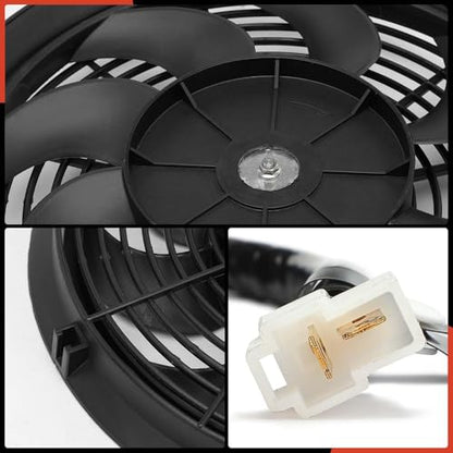 A-Premium 12'' 12 inch Slim Universal Electric Cooling Fan Assembly | 1700 m3/h, 12V 80W, Pull Fan with Mount Kit - style: 12 inch