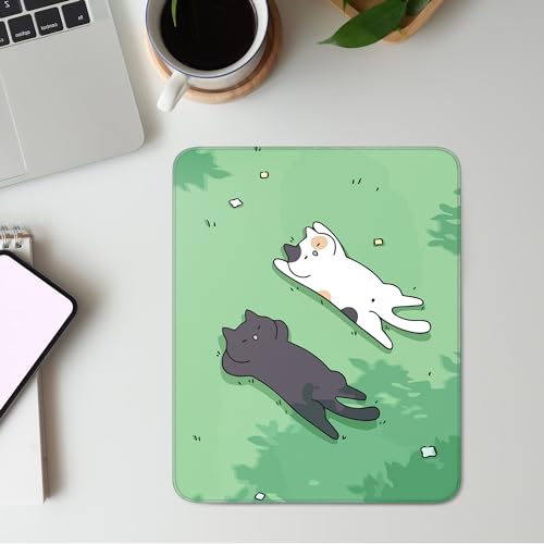 Cute Cat Square Mouse Pad,Black and White Cats Mouse Pads for Wireless Mouse Desk Accessories,10"X8"Travel Mousepad with Non-Slip Rubber Base, Stitched Edge Mouse Pads for Desk,Computers,Laptop,Office - color: S-2