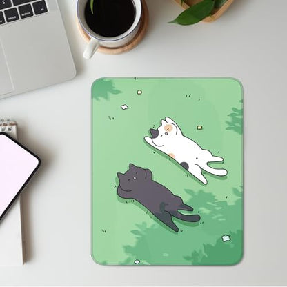 Cute Cat Square Mouse Pad,Black and White Cats Mouse Pads for Wireless Mouse Desk Accessories,10"X8"Travel Mousepad with Non-Slip Rubber Base, Stitched Edge Mouse Pads for Desk,Computers,Laptop,Office - color: S-2