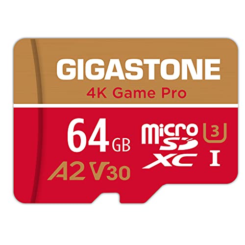 【For Switch 1 Only】GIGASTONE 64GB Micro SD Card, 4K Game Pro, MicroSDXC Memory Card for Gaming Console, Security Camera, UHD Video, up to 95/35MB/s, UHS-I U3 A2 V30 【5-Years Data Recovery】 - color: 64GB 4K Game Pro 1-Pack