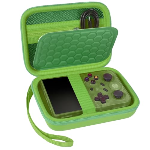 PAIYULE Travel Case Compatible with RG353V/ RG353VS/ R36S Retro Handheld Game Console, Handheld Emulator Storage Holder Organizer, Android Game Console Carrying Bag (Green) (Box Only) - color: Green, style: For R36s