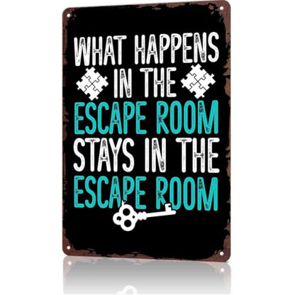 Escape Game Solving Metal Sign 8x12 Inch, Funny Aluminum Wall Decor, for Home, Office, Bedroom, Living Room, Kitchen, Garage, Wall Decoration